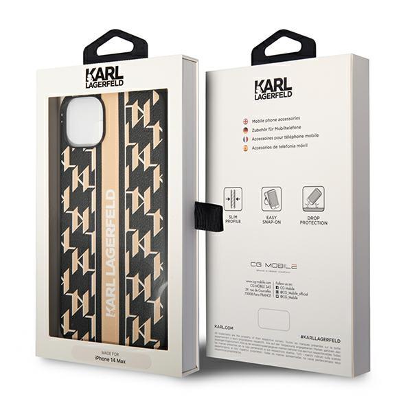 Karl Lagerfeld KLHCP14MPGKLSKW Brown Monogram Stripe iPhone 14 Plus Tok