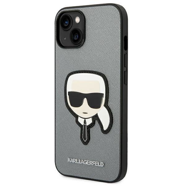 Karl Lagerfeld KLHCP14MSAPKHG Silver Saffiano Karl`s Head Patch iPhone 14 Plus Tok