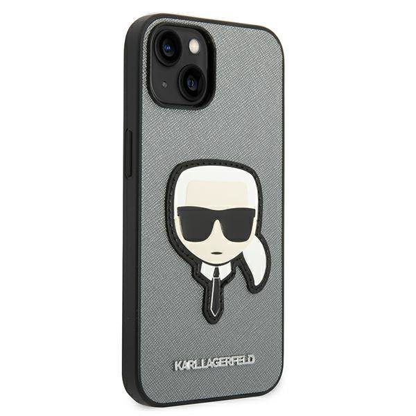 Karl Lagerfeld KLHCP14MSAPKHG Silver Saffiano Karl`s Head Patch iPhone 14 Plus Tok