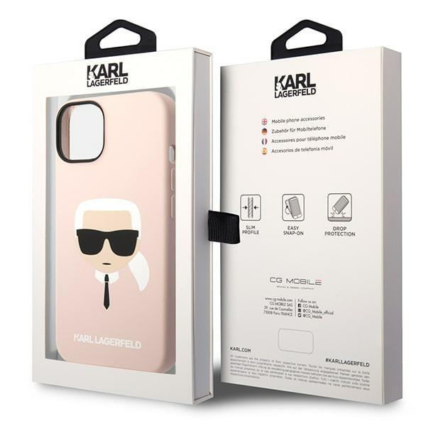 Karl Lagerfeld KLHCP14MSLKHLP Pink Silicone Karl`s Head iPhone 14 Plus Tok