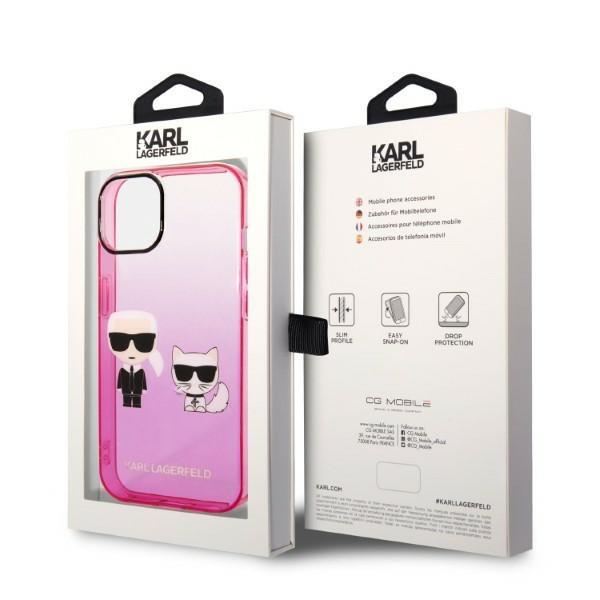 Karl Lagerfeld KLHCP14MTGKCP Pink Gradient Ikonik Karl & Choupette iPhone 14 Plus Tok