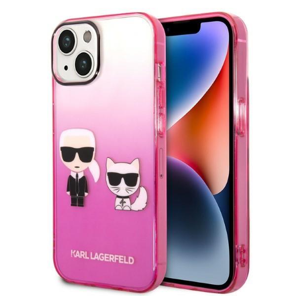 Karl Lagerfeld KLHCP14MTGKCP Pink Gradient Ikonik Karl & Choupette iPhone 14 Plus Tok
