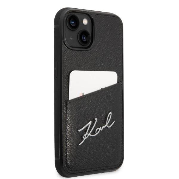 Karl Lagerfeld KLHCP14SCSSK Black Signature Logo Cardslot iPhone 14 Tok