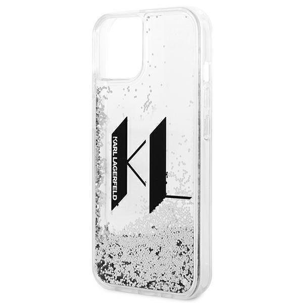 Karl Lagerfeld KLHCP14SLBKLCS Silver Liquid Glitter Big KL iPhone 14 Tok