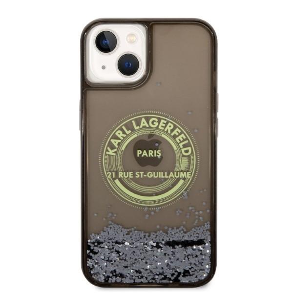 Karl Lagerfeld KLHCP14SLCRSGRK Black Liquid Glitter RSG iPhone 14 Tok