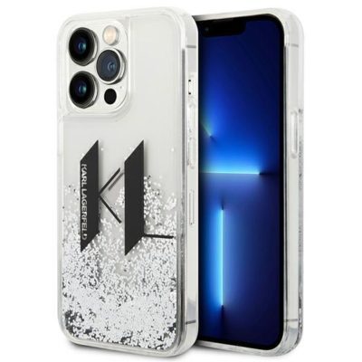 Karl Lagerfeld KLHCP14XLBKLCS Silver Liquid Glitter Big KL iPhone 14 Pro Max Tok