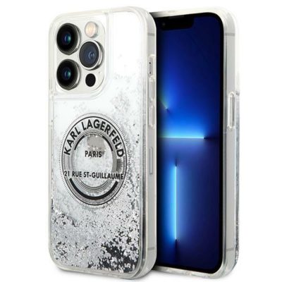 Karl Lagerfeld KLHCP14XLCRSGRS Silver Liquid Glitter RSG iPhone 14 Pro Max Tok