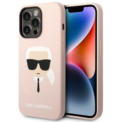 Karl Lagerfeld KLHCP14XSLKHLP Pink Silicone Karl`s Head iPhone 14 Pro Max Tok