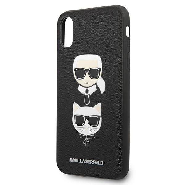 Karl Lagerfeld KLHCPXSAKICKCBK Black Saffiano Ikonik Karl&Choupette Head iPhone X/XS Tok