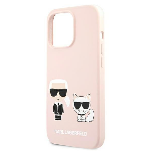 Karl Lagerfeld KLHMP13LSSKCI Light Pink Silicone Ikonik Karl & Choupette Magsafe iPhone 13 Pro Tok