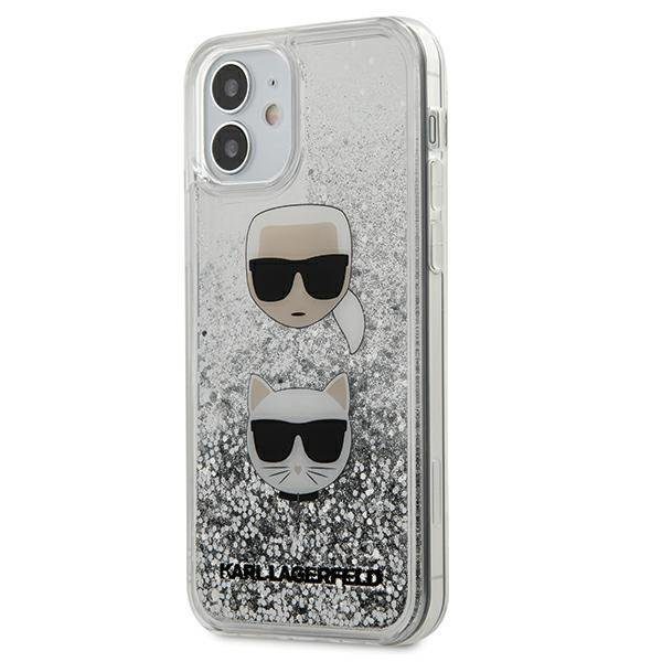Karl Lagerfeld Liquid Glitter Karl&Choupette Silver iPhone 12 Mini Tok