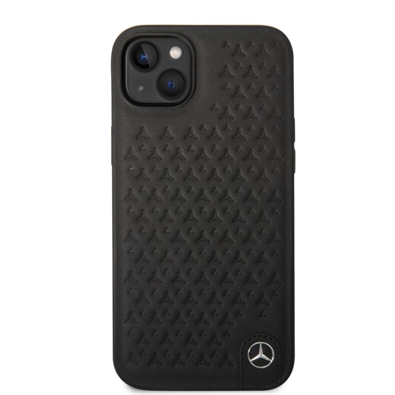 Mercedes Genuine Leather Star iPhone 14 Plus Tok Black