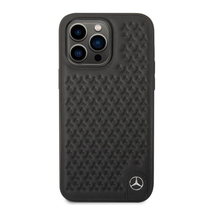 Mercedes Genuine Leather Star iPhone 14 Pro Max Tok Black