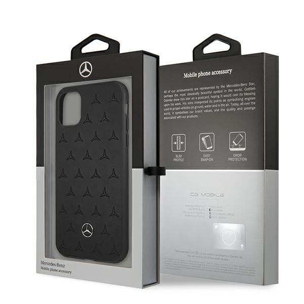 Mercedes MEHCN61PSQBK Black Leather Stars Pattern iPhone 11 Tok