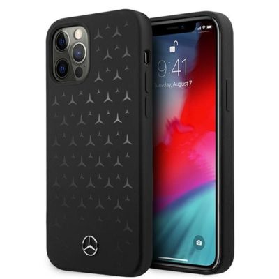Mercedes MEHCP12LSIPBK Black Silicone Stars Pattern iPhone 12 Pro Max Tok