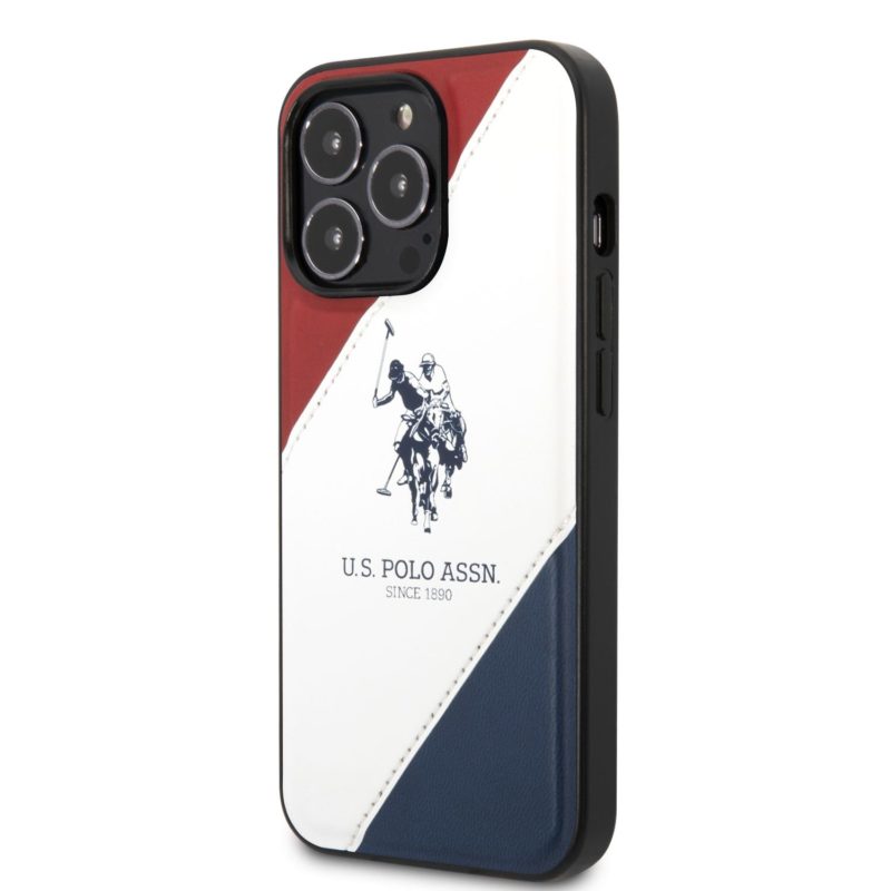 U.S. Polo PU Leather Double Horse iPhone 14 Pro Max Tok Red/White/Navy