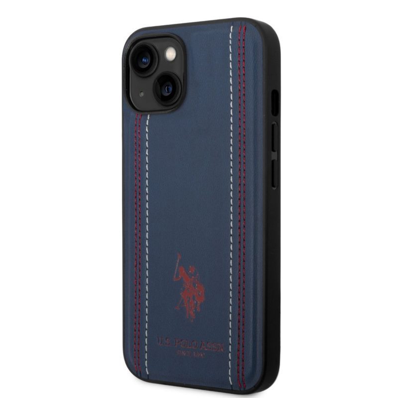 U.S. Polo PU Leather Stitched Lines iPhone 14 Plus Tok Navy