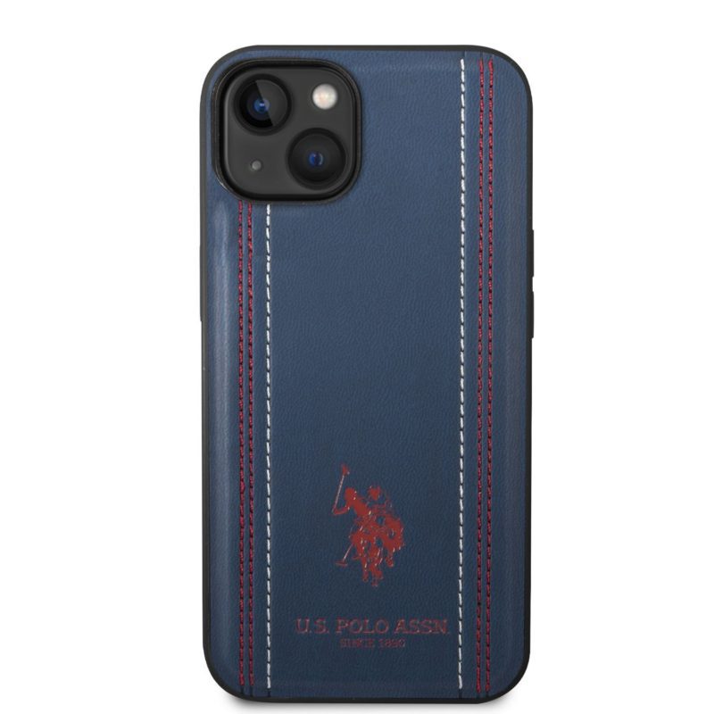 U.S. Polo PU Leather Stitched Lines iPhone 14 Tok Navy