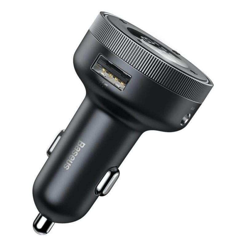 Baseus Enjoy Car LED Wireless 2x USB 3,5mm Jack MP3 Töltő Blueoth 5.0 3.4A Black (CCLH-01)