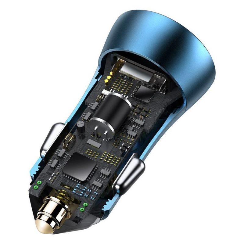 Baseus Golden Contacr Pro Quick Autó Töltő USB Type C USB 40 W Power Delivery 3.0 Quick Charge 4+ SCP FCP AFC + USB Typ C - Lightning Cable Blue (TZCCJD-03)