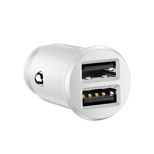 Baseus Grain Autó Töltő 2x USB 5V 3.1A (White)