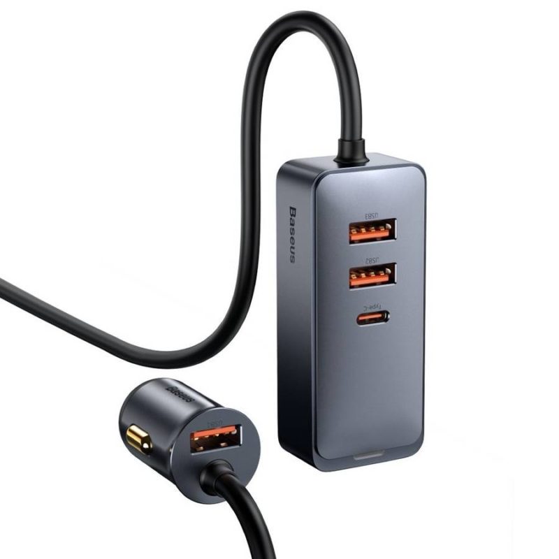 Baseus Share Gether 3x USB USB Type C Autó Töltő 120W PPS Quick Charge Power Delivery Gray (CCBT-B0G)