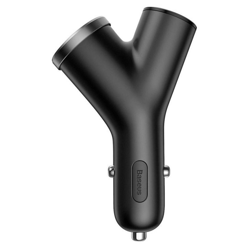 Baseus Y Type Autó Töltő 2x USB And Extended Cigarette Lighter Port 3.4A Black (CCALL-YX01)