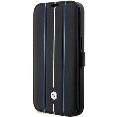 BMW BMBKP14L22RVSK Black Book Leather Stamp Blue Lines iPhone 14 Pro Tok