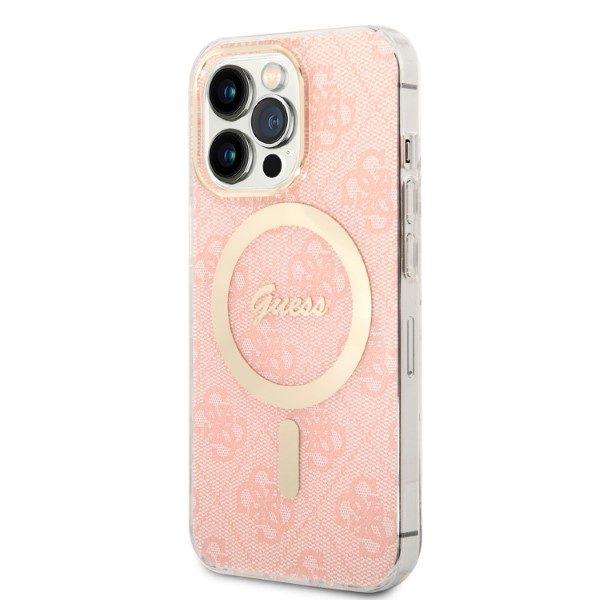Guess GUBPP13LH4EACSP Pink 4G Print MagSafe iPhone 13 Pro Tok + Töltő