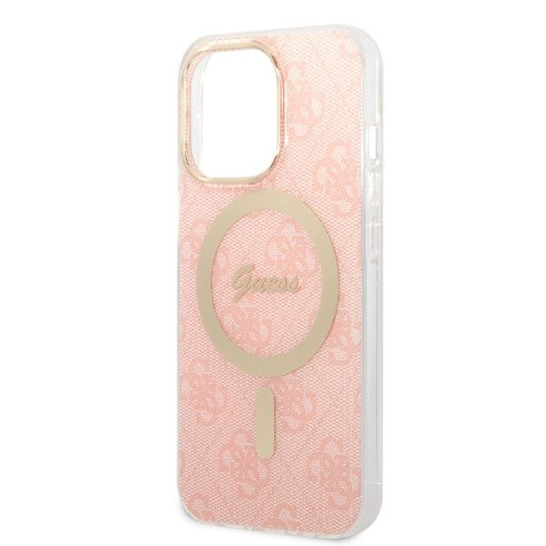 Guess GUBPP13LH4EACSP Pink 4G Print MagSafe iPhone 13 Pro Tok + Töltő
