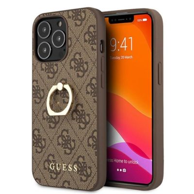 Guess GUHCP13L4GMRBR Brown 4G With Ring Stand iPhone 13 Pro Tok