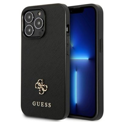 Guess GUHCP13LPS4MK Black Saffiano 4G Small Metal Logo iPhone 13 Pro Tok