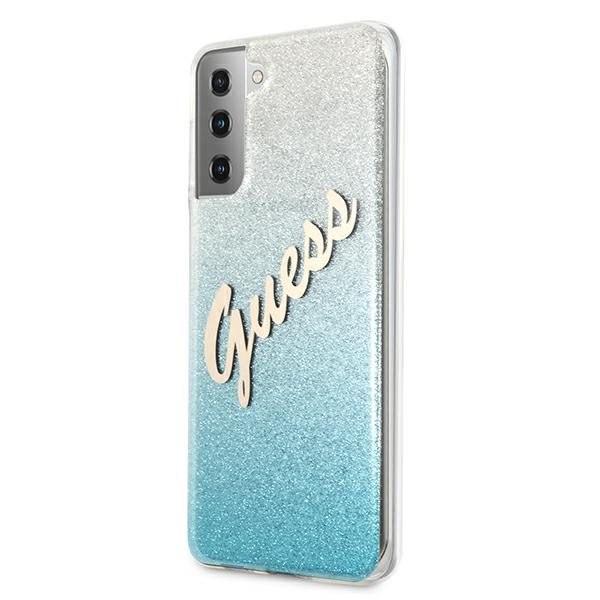 Guess GUHCS21MPCUGLSBL Blue Glitter Gradient Script Samsung S21 Plus Tok