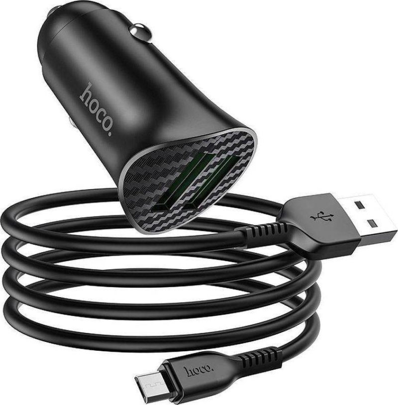 Hoco Autó töltő Z39 18W 2 x USB3.0 + Cabel Micro Set Black