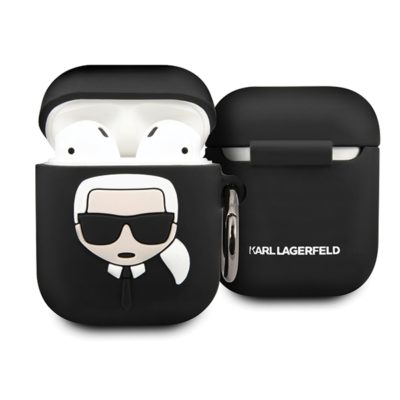 Karl Lagerfeld KLACCSILKHBK Black Silicone Ikonik AirPods 1/2 Tok