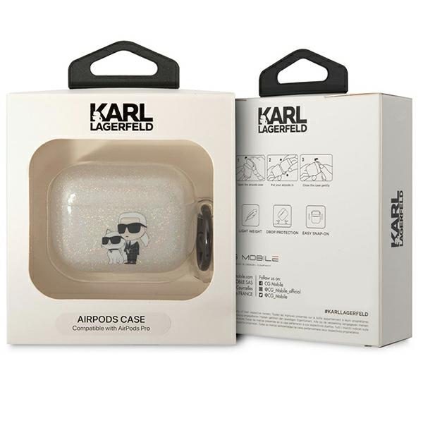 Karl Lagerfeld KLAPHNKCTGT Transparent Gliter Karl&Choupette AirPods Pro Tok