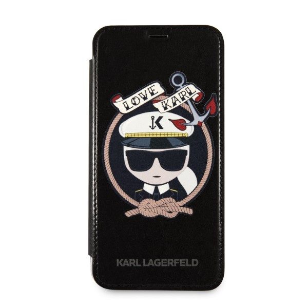 Karl Lagerfeld KLFLBKPXKSB Black Book Signature Glitter iPhone XS/X Tok