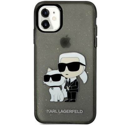 Karl Lagerfeld KLHCN61HNKCTGK Black Gliter Karl&Choupette iPhone 11 Tok