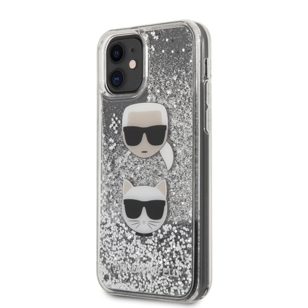 Karl Lagerfeld KLHCN61KCGLSL Silver Glitter Karl&Choupette iPhone 11 Tok