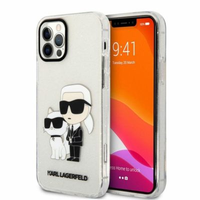 Karl Lagerfeld KLHCP12MHNKCTGT Transparent Gliter Karl&Choupette iPhone 12/12 Pro Tok