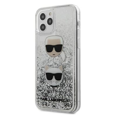 Karl Lagerfeld KLHCP12MKCGLSL Silver Liquid Glitter Karl&Choupette iPhone 12/12 Pro Tok