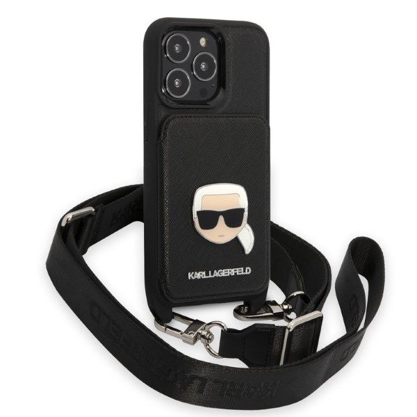 Karl Lagerfeld KLHCP13LSAKHPK Saffiano Metal Karl Head iPhone 13 Pro Tok