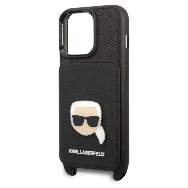 Karl Lagerfeld KLHCP13LSAKHPK Saffiano Metal Karl Head iPhone 13 Pro Tok