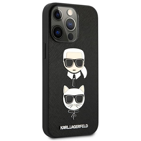Karl Lagerfeld KLHCP13LSAKICKCBK Black Saffiano Karl & Choupette iPhone 13 Pro Tok
