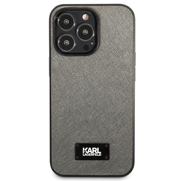 Karl Lagerfeld KLHCP13XSFMP2DG Silver Saffiano Plaque iPhone 13 Pro Max Tok