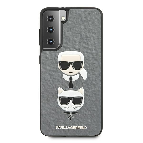 Karl Lagerfeld KLHCS21MSAKICKCSL Silver Saffiano Ikonik Karl&Choupette Head Samsung S21 Plus Tok
