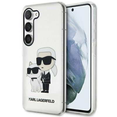 Karl Lagerfeld KLHCS23MHNKCTGT Transparent Gliter Karl&Choupette Samsung S23 Plus Tok