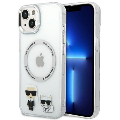Karl Lagerfeld KLHMP14MHKCT Transparent Karl & Choupette Aluminium MagSafe iPhone 14 Plus Tok