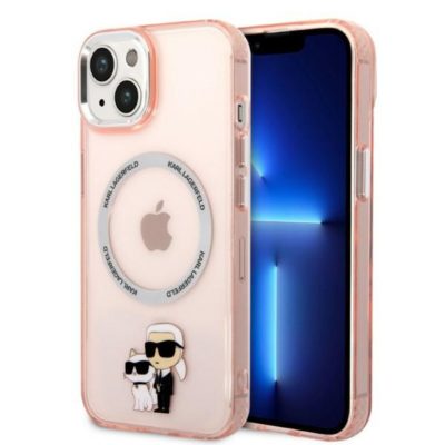 Karl Lagerfeld KLHMP14MHNKCIP Pink Iconic Karl&Choupette MagSafe iPhone 14 Plus Tok