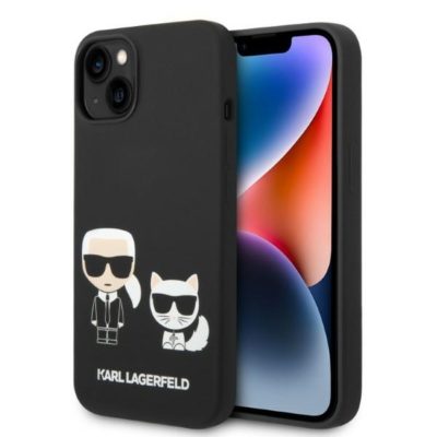 Karl Lagerfeld KLHMP14MSSKCK Black Liquid Silicone Karl & Choupette MagSafe iPhone 14 Plus Tok